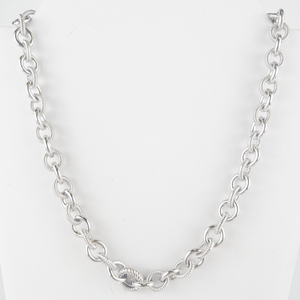 Judith Ripka Heavy Textured & Polished Link Sterling Silver Chain Necklace. Estimated Replacement Value $300