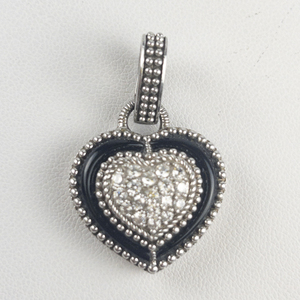 Judith Ripka Diamonique & Black Onyx Heart sterling silver Enhancer. Estimated Replacement value $125