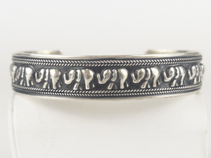Boho Elephant Sterling Silver Cuff Bracelet.