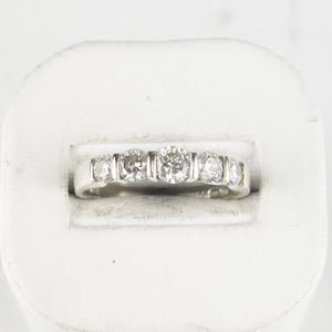 Round Cut Cz Sterling Silver Band. Size 9.75 - 10.