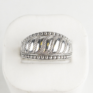 Judith Ripka Twisted Rope Beaded Sterling Silver Band. Size 10 - 10.25.