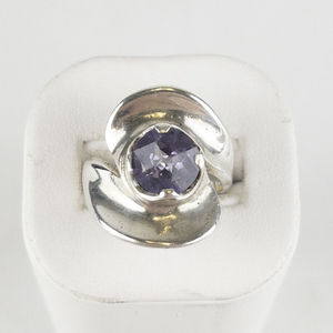 Lab Grown Color Change SapphireAlexandriteSterling Silver Statement Ring . Size 8 - 8.25.