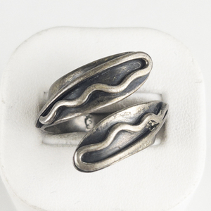 Taxco CBS Modernist Sterling Silver Bypass Ring. Size 10--11.