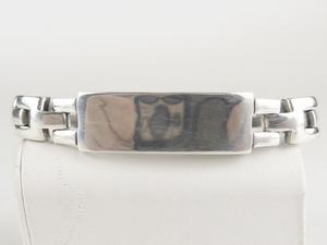 Mens Chunky Solid Sterling Silver ID Bracelet.