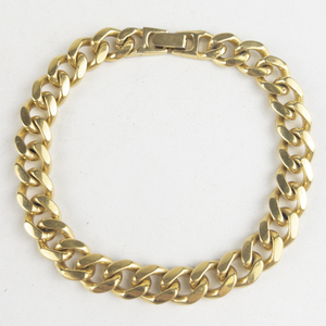 Chunky Curb Link Gold Tone Base Metal Mens Chain Bracelet.