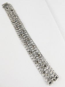 Mexico TNC (With Eagle)  Unknown Raw Gemstone Accented Sterling Silver Chain Bracelet .