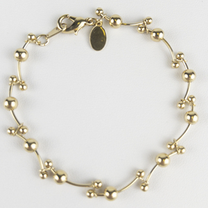 Curved Bell 7 Bar Design Gold Tone Base Metal Bracelet.