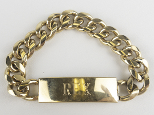 Speidel USA Heavy Gold Tone Base Metal Rex Id Bracelet.