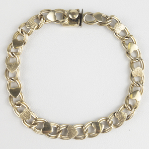 Textured Heart Gold Filled Charm Bracelet.