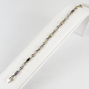 Designs by FMC Multi-Gemstone Sterling Silver Tennis Bracelet.