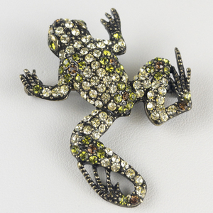 Heidi Daus Pave-Set Frog Base Metal Brooch.