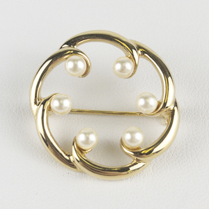 Napier Simulated Pearl Yellow Base Metal Brooch .