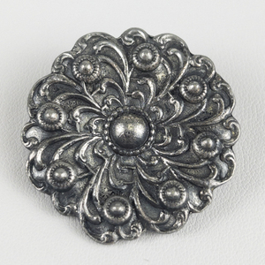 Ornate Floral Silver Tone Base Metal BroochPendant.