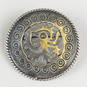 Taxco, Mexico  Aztec God Quetzalcoatl Cutout Sterling Silver Brooch .