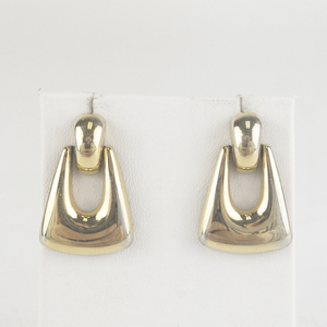 Monet Door Knocker Style Gold Tone Base Metal Pierced Earrings .