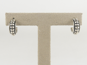 Esposito  Beaded Sterling Silver Half-Hoop Pierced Earrings.