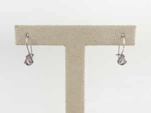 Pear Cut Amethyst Silver Tone Base Metal French Wire Earrings .