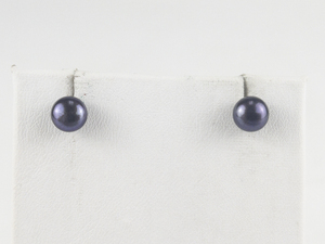 7Mm PurpleBlue Simulated Pearlgold Plated Stud Earrings .