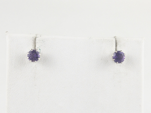 Amethyst Sterling Silver Stud Earrings .