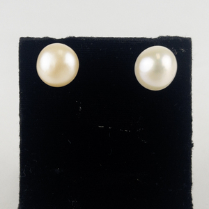 12MM Freshwater Pearl Sterling Silver Stud Earrings .