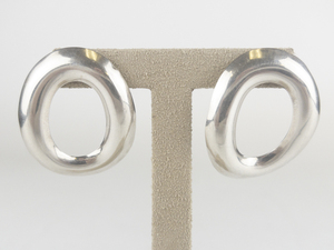 Taxco, Mexico  Huge Waved O Sterling Silver Pierced Earrings .