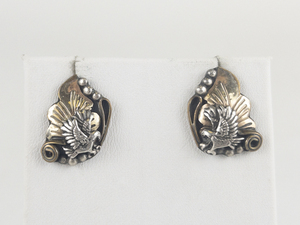 Eagle Two-Tone Sterling Silver Pierced Earrings .