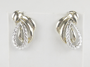 Two-Tone Loop Base Metal Pierced Earrings .