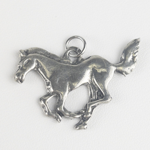 Galloping Horse silhouette sterling silver pendant.