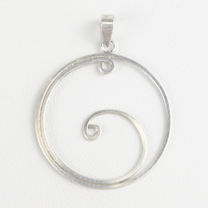 Spiral in Circle sterling silver pendant.