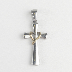 Two-tone stainless steel cross.