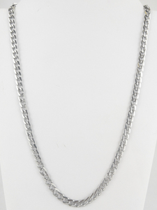 Textured Curb Link Stainless Steel Chain Necklace.