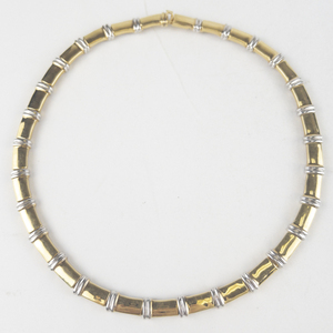 Two-Tone Bamboo Link Gold Plated Necklace.