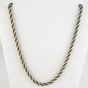 Black Cord & Gold Tone Base Metal Rope Chain .