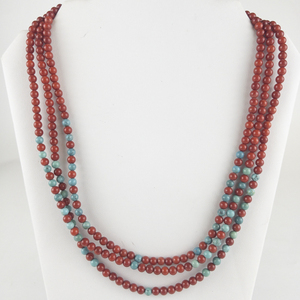 Jay King  Red Coral & Turquoise Sterling Silver Multi-Strand Bead Necklace.