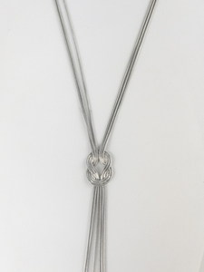 Hercules Knot Snake Chain Silver Tone Base Metal Lariat Necklace .
