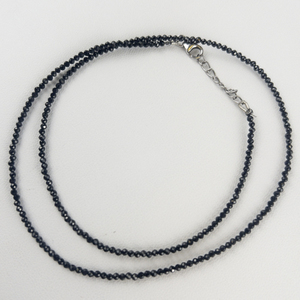 Thin Black Spinal Sterling Silver Bead Necklace.