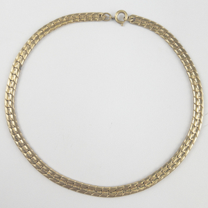 Thick Chunky Gold Plated Base Metal Herringbone Necklace.