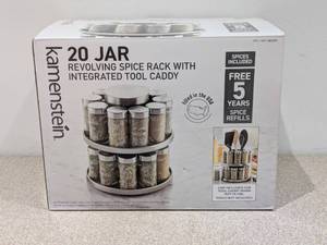 lot 17 image: KAMENSTEIN 20 JAR REVOLVING SPICE RACK WITH INTEGRATED TOOL CADDY
