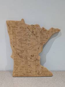 lot 20 image: BRAND NEW STATE OF MINNESOTA WOOD INGRAVED WALL ART W CITIES