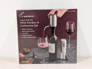 lot 50 image: BRAND NEW RABBIT 5PC. ELECTRIC WINE AERATOR & CORKSCREW SET