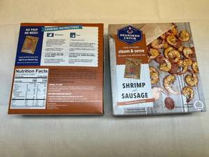 G. 2x 11.3oz Seasoned Catch Shrimp and Sausage