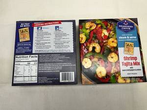 G. 2x 14oz Seasoned Catch Steam & Serve Shrimp Fajita Mix