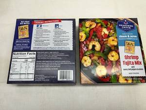 G. 2x 14oz Seasoned Catch Steam & Serve Shrimp Fajita Mix