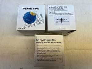 3x Tease Time Durable Dog BallToy-Squeaky & Beef Flavored