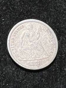 lot 15 image: 1873 US SEATED LIBERTY DIME