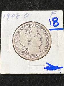 lot 18 image: 1908-O US BARBER HALF DOLLAR