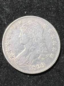 lot 25 image: 1829 US BUST HALF DOLLAR XF