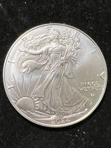 lot 46 image: 2024 AMERICAN SILVER EAGLE 1 TROY OZ .999 FINE SILVER