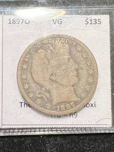 lot 56 image: 1897-O US BARBER HALF DOLLAR VG