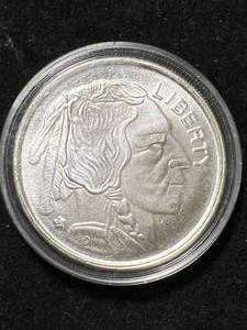 lot 59 image: 1 TROY OZ .999 FINE SILVER BUFFALO INDIAN ROUND IN AIRTITE